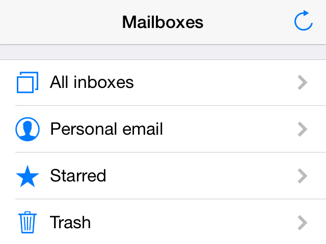 iOS mail app example
